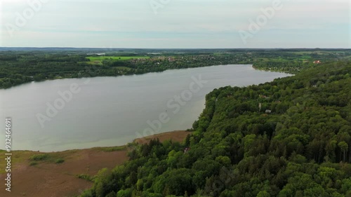 Wallpaper Mural Drone view Pilsensee See in Bayern, Seefeld, Hechendorf Deutschland Luftaufnahme. Aerial view of lake Pilsensee shared lake area with Lake Ammer in Bavaria, Germany near Munich.  Torontodigital.ca