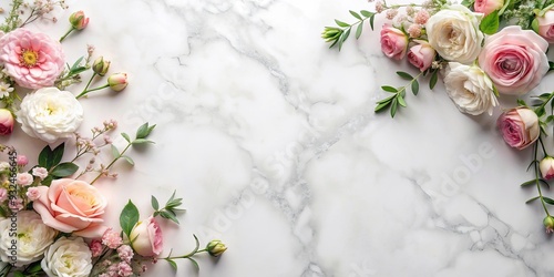 Wallpaper Mural Marble background with delicate flowers for product representation, marble, background, flowers, product, representation Torontodigital.ca