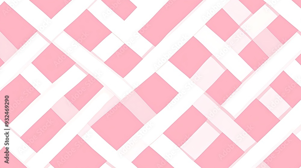 Abstract pink and white geometric pattern with overlapping squares and lines. Abstract pink and white geometric pattern with overlapping squares and lines.