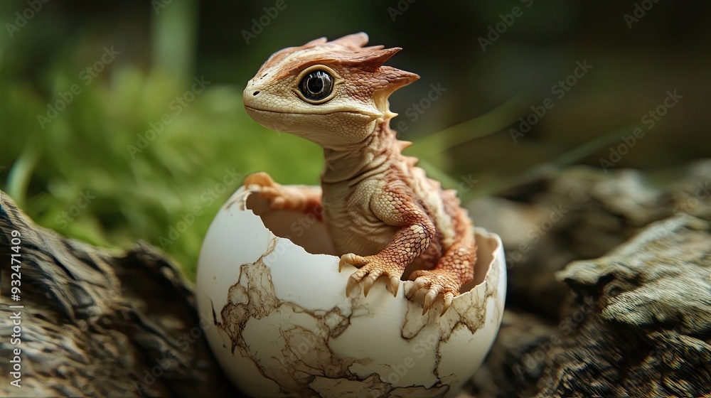 Obraz premium A Small Dragon Emerging From Its Egg