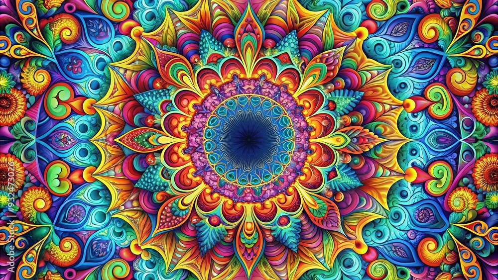 Psychedelic rosette design with vibrant colors and intricate patterns, psychedelic, rosette, vibrant, colors, intricate Psychedelic rosette design with vibrant colors and intricate patterns, psychedelic, rosette, vibrant, colors, intricate