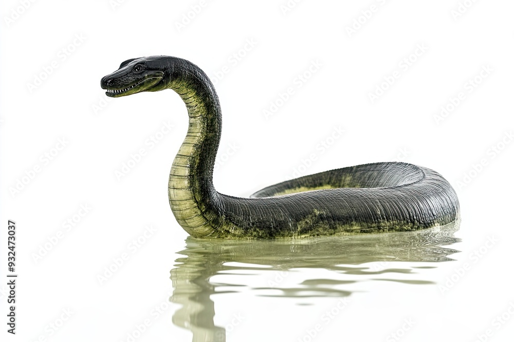Fototapeta premium A Black and Green Sea Serpent Swimming in Water