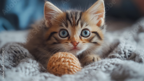 Wallpaper Mural A kitten is playing with a toy ball Torontodigital.ca