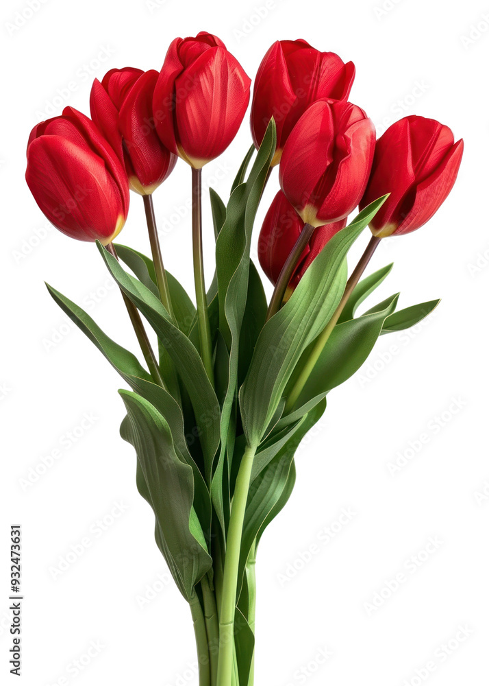 Fototapeta premium PNG Vibrant red tulips bouquet