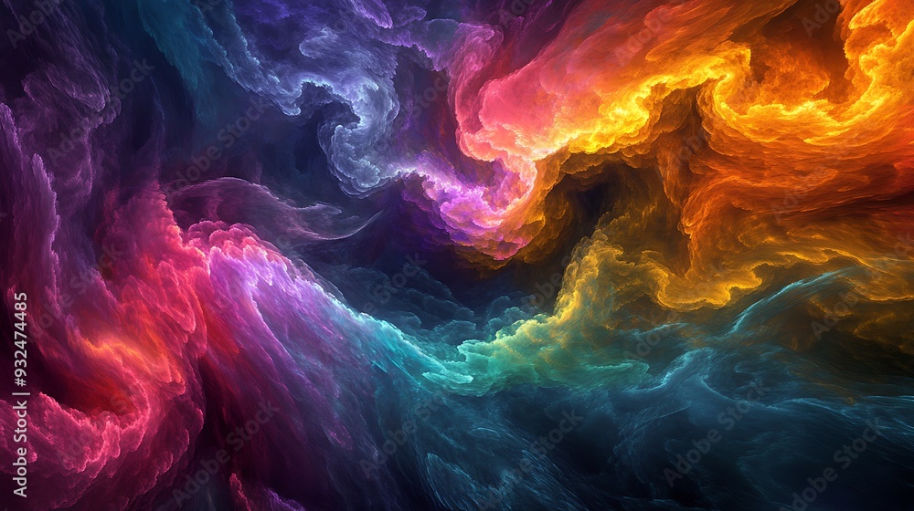 Abstract swirling clouds of vibrant colors in a cosmic nebula. Abstract swirling clouds of vibrant colors in a cosmic nebula.