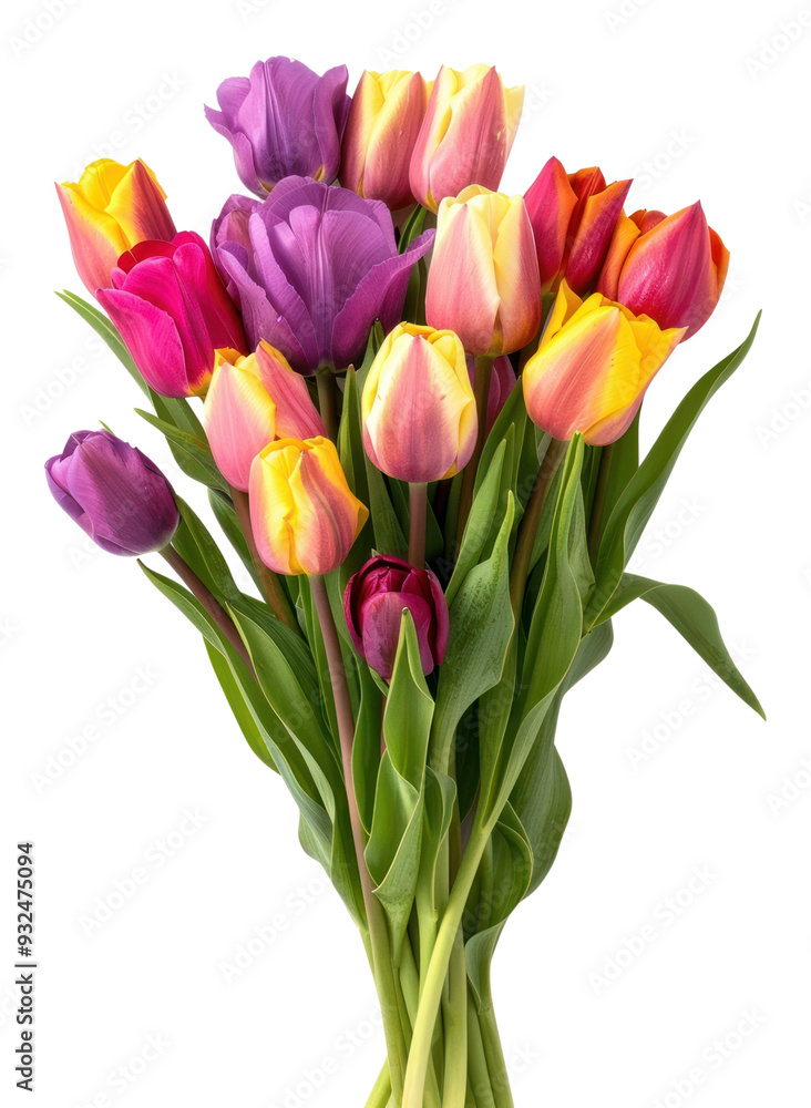 PNG Vibrant bouquet of colorful tulips PNG Vibrant bouquet of colorful tulips