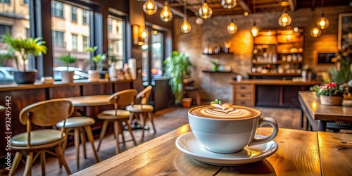 Cozy cafe in Seattle featuring beautiful latte art and vintage decor , Seattle, espresso, interlude, coffee shop, latte art photo