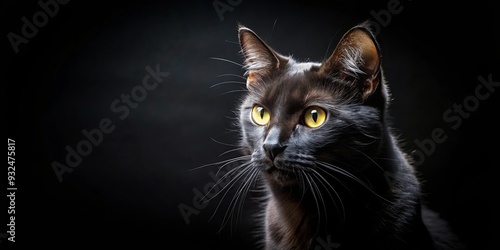 Black cat mesmerizingly gazing into the darkness and light , black, cat, animal, staring, mesmerizing, eyes, dark, light