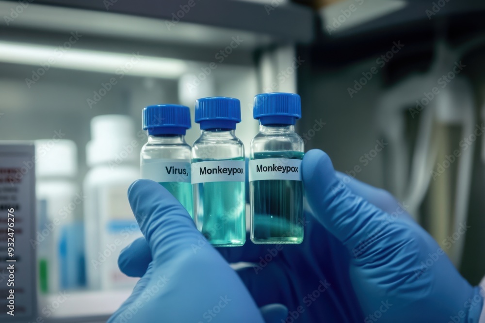 Lab Technician Holding Monkeypox Virus Samples in Vials Lab Technician Holding Monkeypox Virus Samples in Vials