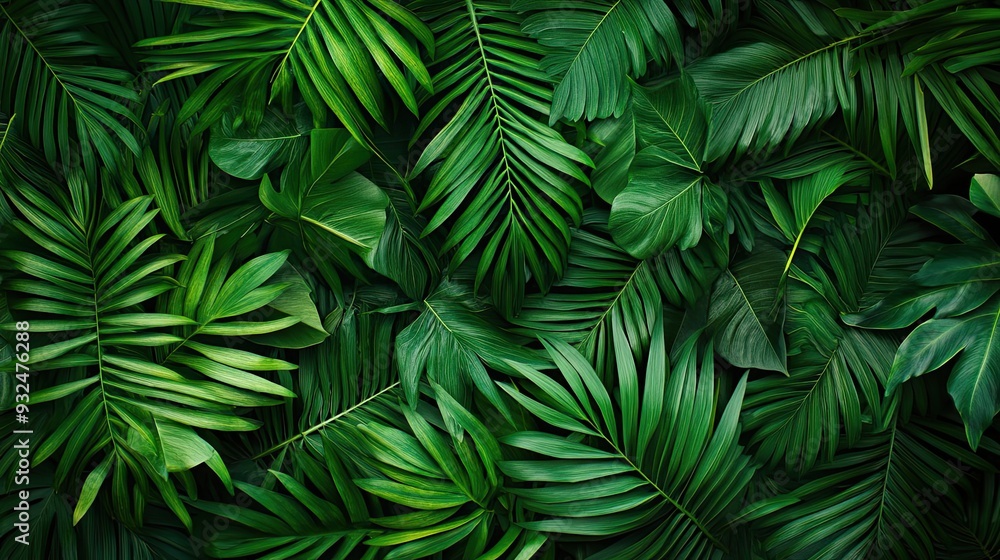Lush Green Tropical Palm Leaf Background Lush Green Tropical Palm Leaf Background