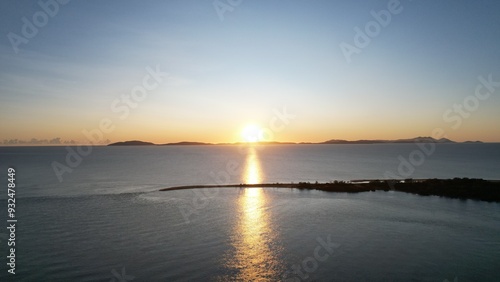 Aerial sunrise of Taylors Beach Queensland Australia