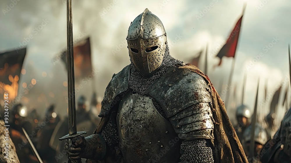 Medieval Knight in Full Armor Holding a Sword Medieval Knight in Full Armor Holding a Sword