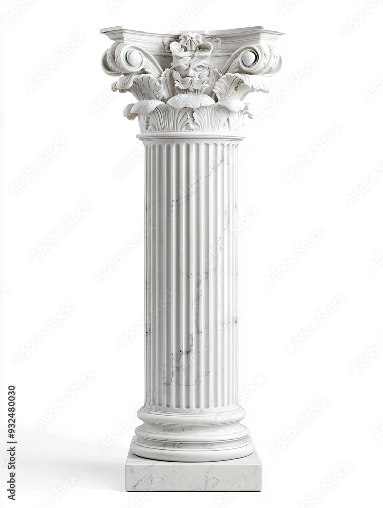Marble Column Isolated on White Background – Classic Architectural Element, Elegant White Marble Pillar, Architectural Detail, Isolated Column, Marble Structure Marble Column Isolated on White Background – Classic Architectural Element, Elegant White Marble Pillar, Architectural Detail, Isolated Column, Marble Structure