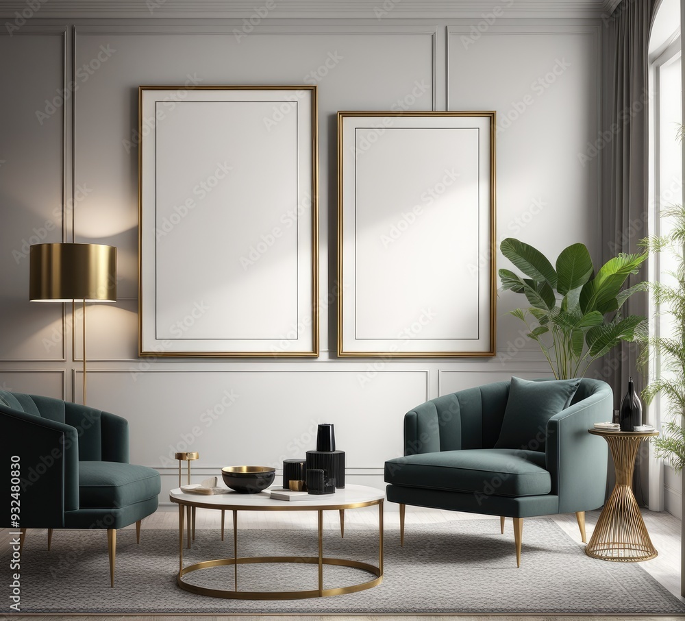poster frame mock-up in modern living room interior. fucnitur poster frame mock-up in modern living room interior. fucnitur