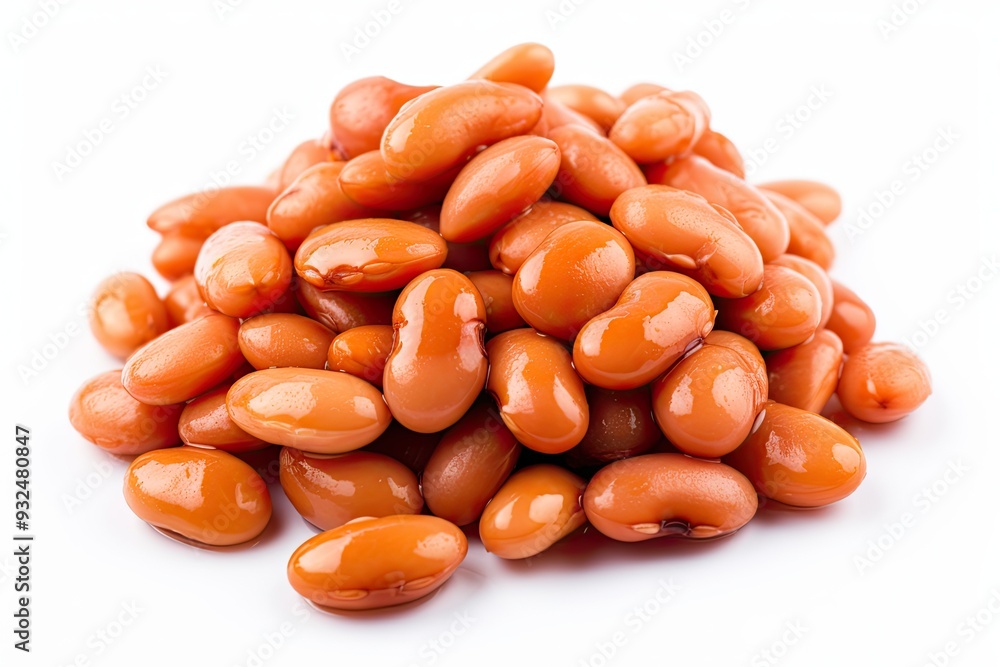 Haricot beans or baked beans isolated on white background Haricot beans or baked beans isolated on white background
