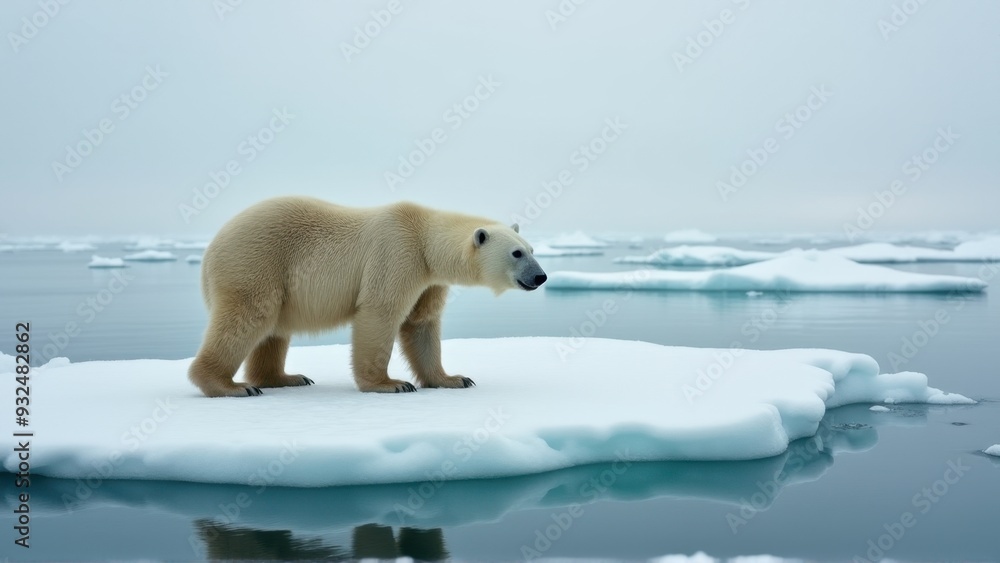 Polar Bear Standing on an Ice Floe in Arctic Waters. Generative Ai Polar Bear Standing on an Ice Floe in Arctic Waters. Generative Ai