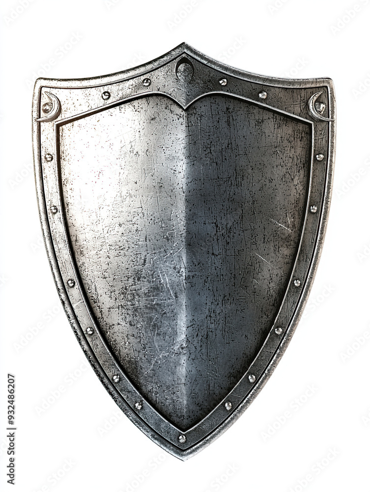 Silver Shield Isolated on White Background – Shiny Metallic Shield with a Reflective Surface, Detailed Design, and Smooth Finish for Security, Protection, and Heraldry Concepts Silver Shield Isolated on White Background – Shiny Metallic Shield with a Reflective Surface, Detailed Design, and Smooth Finish for Security, Protection, and Heraldry Concepts