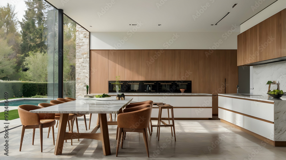An ultra-modern kitchen interior in a minimalist style, with a monochromatic color palette, streamlined appliances, and uncluttered surfaces, hd An ultra-modern kitchen interior in a minimalist style, with a monochromatic color palette, streamlined appliances, and uncluttered surfaces, hd