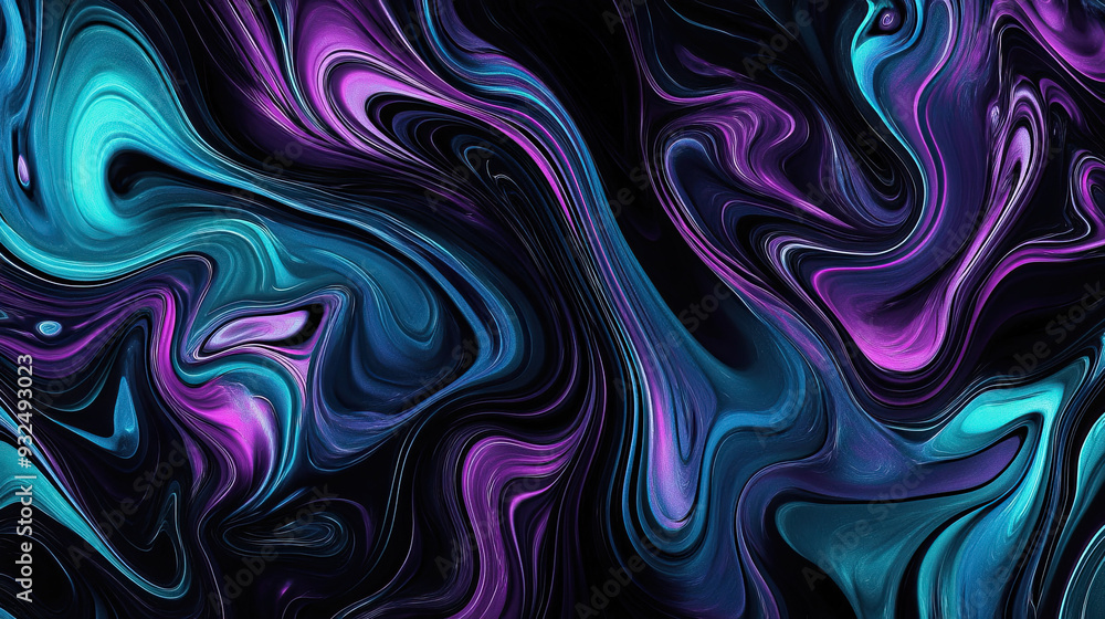 Abstract Pattern of Swirling Lines in Shades of Purple, Blue, and Teal on a Black Background – Modern Digital Art for Creative Projects, Textures, and Dynamic Backgrounds Abstract Pattern of Swirling Lines in Shades of Purple, Blue, and Teal on a Black Background – Modern Digital Art for Creative Projects, Textures, and Dynamic Backgrounds