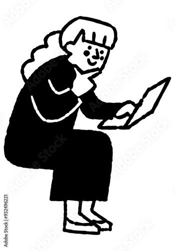 Woman working on computer while thinking_2