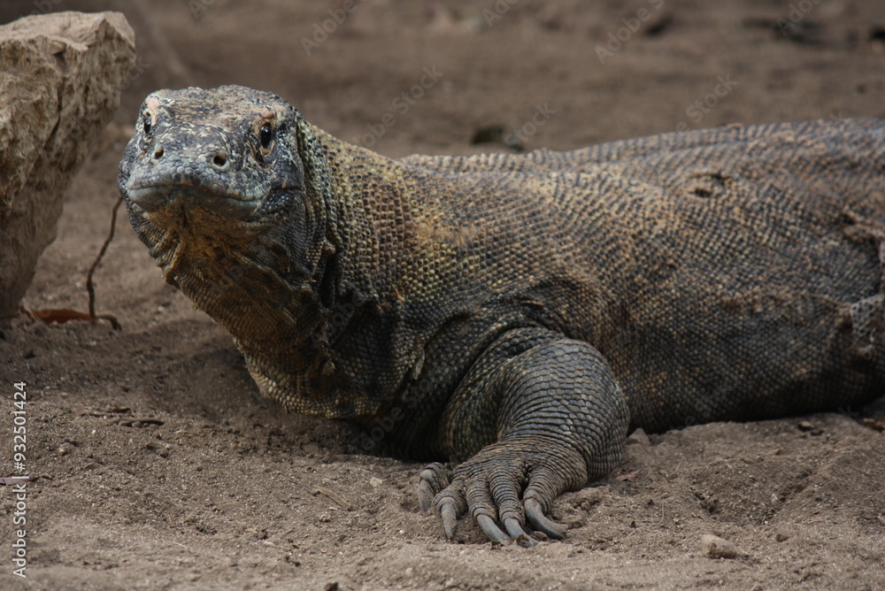 Fototapeta premium komodo dragon perched on a rock