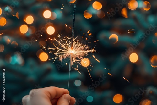 Bengal fire in hand on a bright background with bokeh