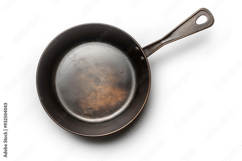 Old copper frying pan isolated on white background Old copper frying pan isolated on white background