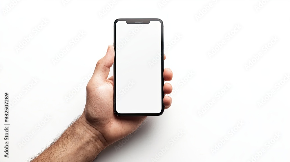 Man utilizing phone empty screen frameless mockup Man utilizing phone empty screen frameless mockup