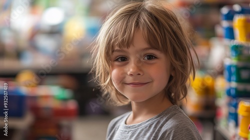 Happy Child Smiling In Toy