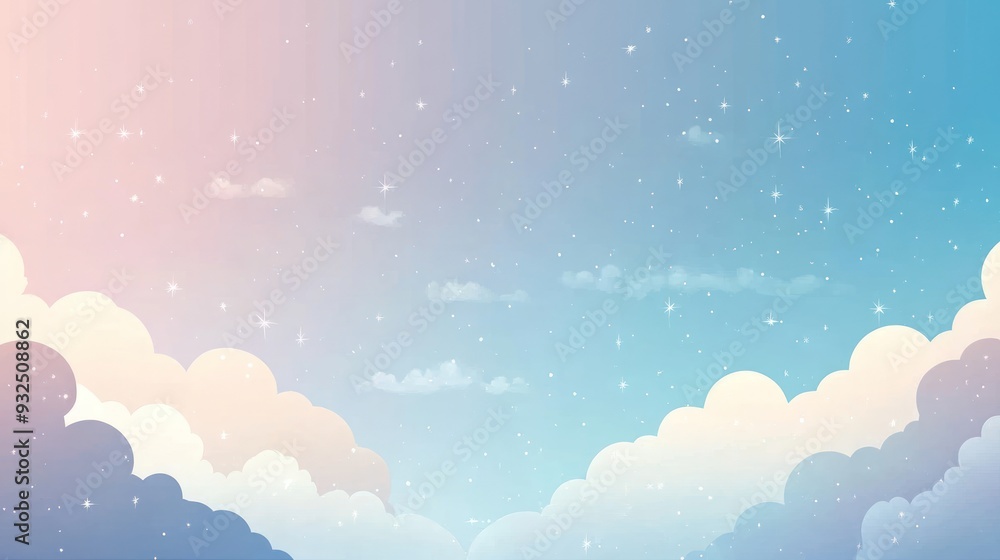 Pastel Sky with Clouds and Stars Background Pastel Sky with Clouds and Stars Background