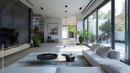 modern home decoration living room with grey and white color