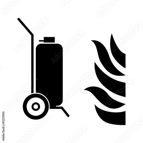 ISO fire prevention safety sign_wheeled fire extinguisher symbol only