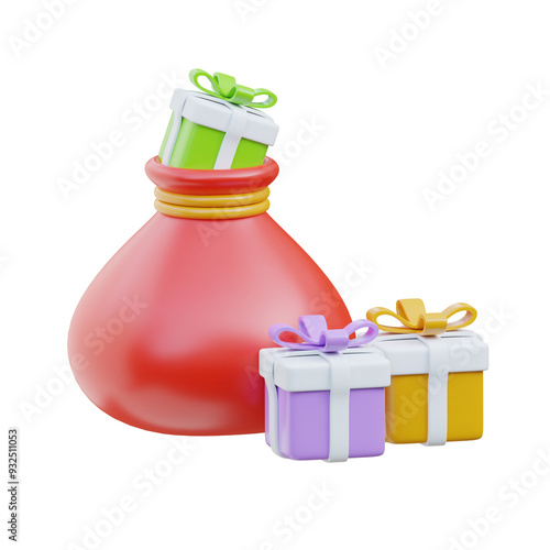 Gift Bag 3D Illustration photo