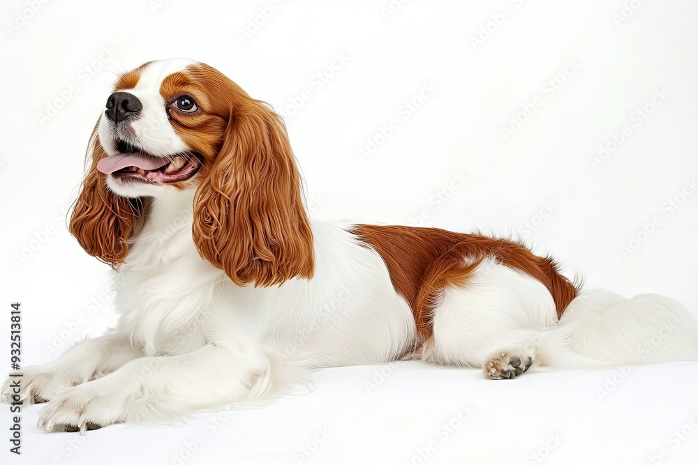 A Cavalier King Charles Spaniel Lying Down with Tongue Out A Cavalier King Charles Spaniel Lying Down with Tongue Out