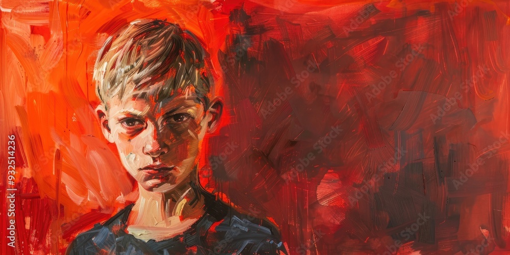 Expressionistic artwork depicting a slender androgynous teenage boy Expressionistic artwork depicting a slender androgynous teenage boy