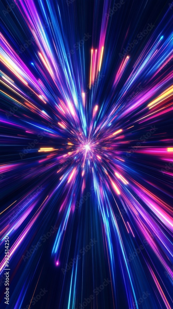 Colorful light burst reminiscent of fast motion Colorful light burst reminiscent of fast motion