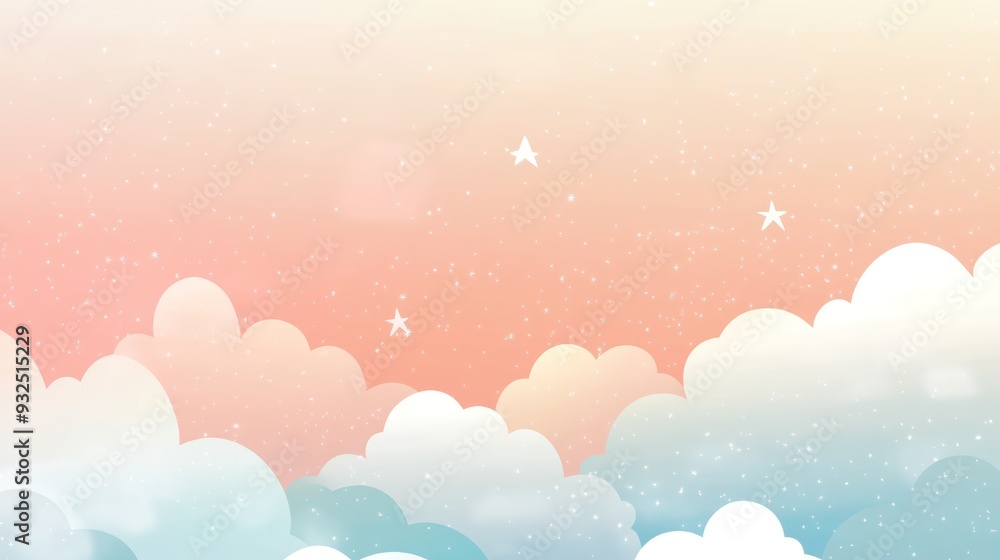 Pastel Sky with Clouds and Stars Pastel Sky with Clouds and Stars