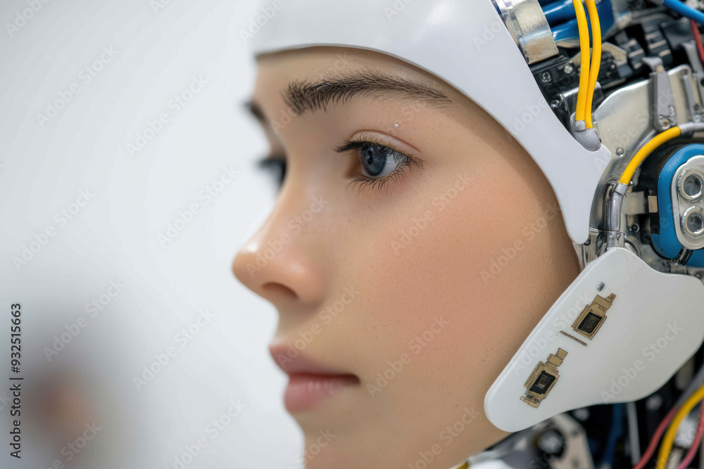A robotic ai artificial intelligence with yellow accent as future technology A robotic ai artificial intelligence with yellow accent as future technology