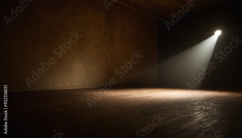 The room is dark with a wooden floor wall, illuminated by spotlights in a modern and minimalistic style13