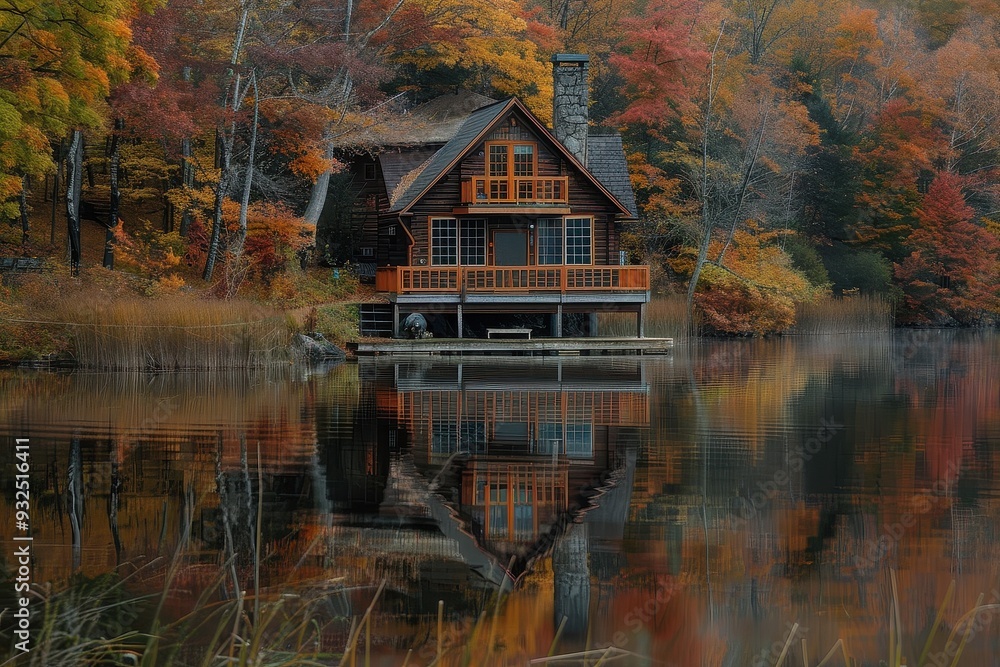 Fototapeta premium Serene Lakeside Retreat