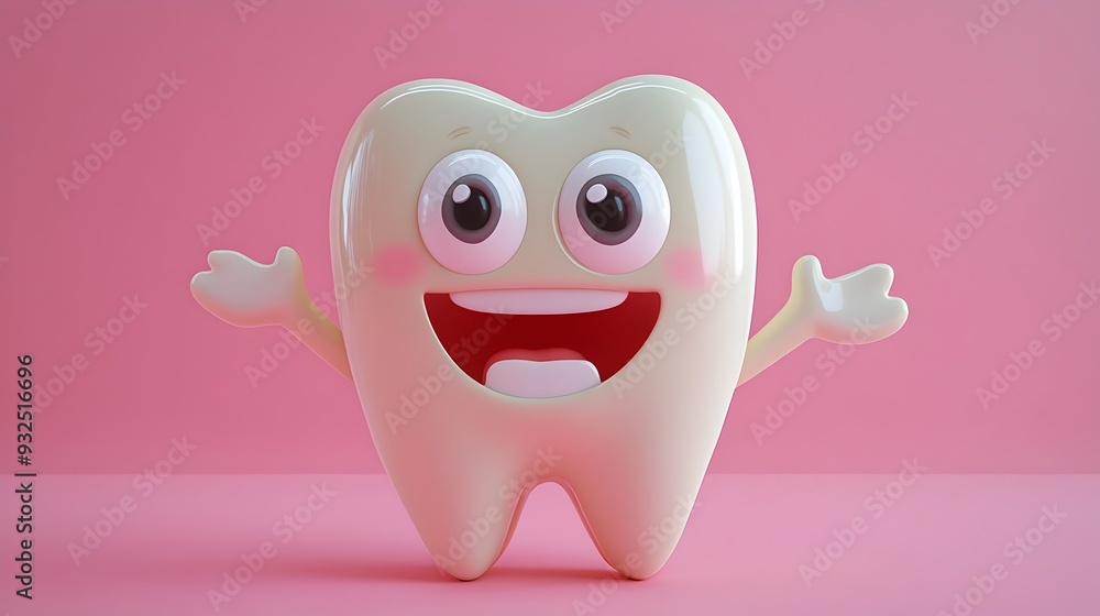 Playful 3D Tooth with Cheerful Expression for Dental Hygiene Promotion Playful 3D Tooth with Cheerful Expression for Dental Hygiene Promotion