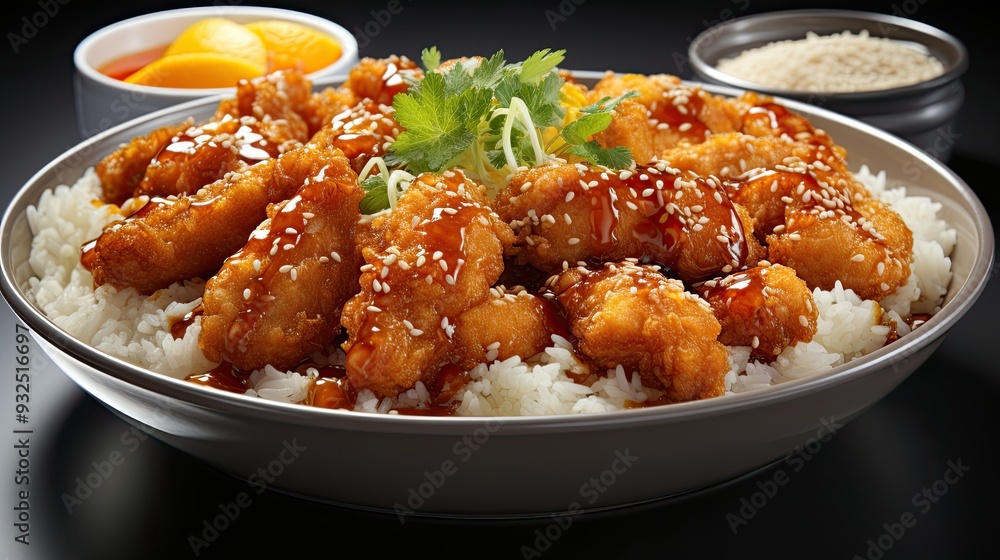 General Tso's Chicken Isolated on Transparent Background. General Tso's Chicken Isolated on Transparent Background.