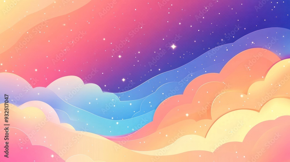 Abstract Dreamy Sky with Stars and Clouds Abstract Dreamy Sky with Stars and Clouds