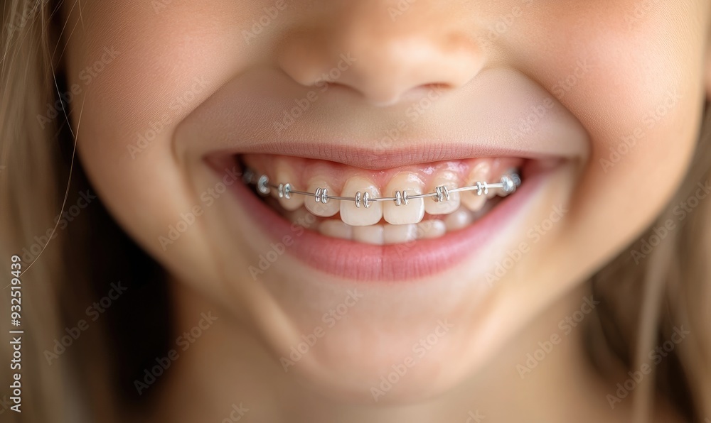 Close-Up of a Child's Smile with Orthodontic Braces: A Journey to a Beautiful Smile Close-Up of a Child's Smile with Orthodontic Braces: A Journey to a Beautiful Smile
