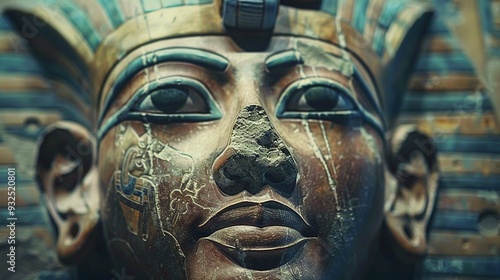 Close-up of an Ancient Egyptian Pharaoh's Mask photo