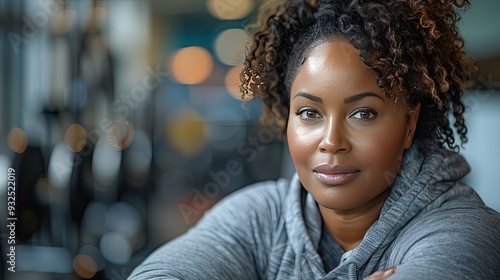 overweight woman consulting with trainer discussing daily workout plan personal trainer talking with client discussing exercise program in gym