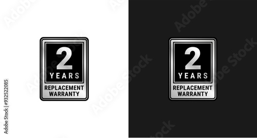 2 years warranty label or 2 years warranty logo vector isolated in flat style. The best 2 years replacement warranty label for product packaging design element and more.