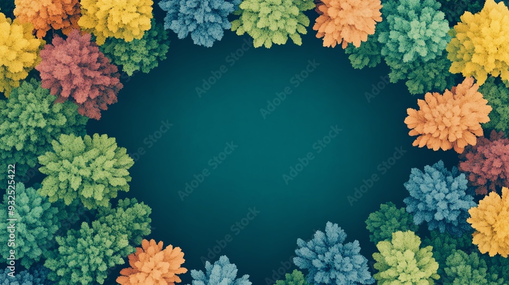 Forest canopy flat design front view aerial theme water color colored pastel Forest canopy flat design front view aerial theme water color colored pastel