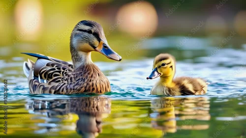 Mother and baby ducks swimming Mother and baby ducks swimming
