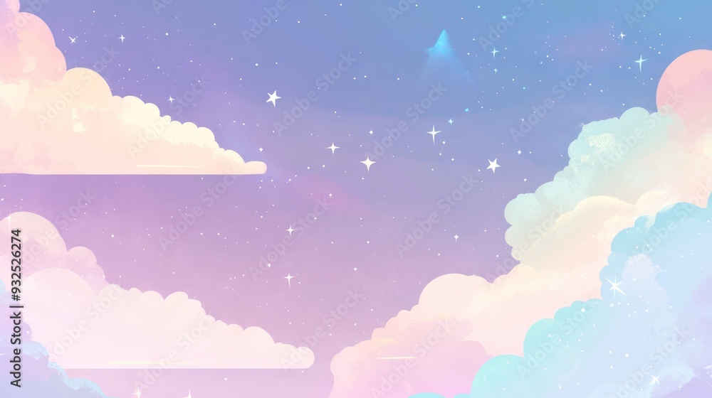 Pastel Sky with Clouds and Stars Pastel Sky with Clouds and Stars